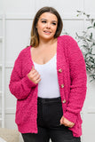 Popcorn Knit Cardigan In Magenta
