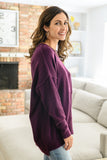 Right Direction Pocket Sweater In Dark Plum