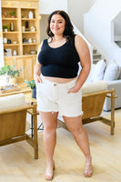 Rooney Mid Rise Rainbow Embroidery Cut Offs
