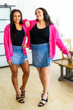 Sally Mid Rise Overlapping Distressed Denim Skort
