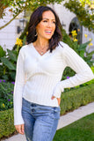 Sasha Fuzzy Twist Detail Sweater In Ivory