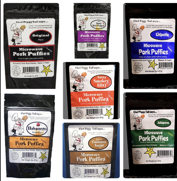Microwavable Pork Rind Sampler 7 pack