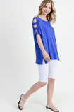 Yelete Short Dolman Sleeve Top with Lattice Detail