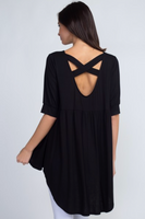 Yelete Women's Criss Cross Back Hi-Low Scoop Hem Top