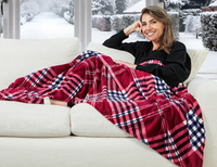 Cuddle Me Cozy Large Plush Velvet/Sherpa Foot Pocket Throw