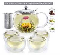Glass Tea Set (Pot with infuser & 4 cups)