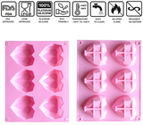 6 Holes 3D Diamond Love Heart Shaped Silicone Mold