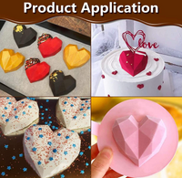6 Holes 3D Diamond Love Heart Shaped Silicone Mold
