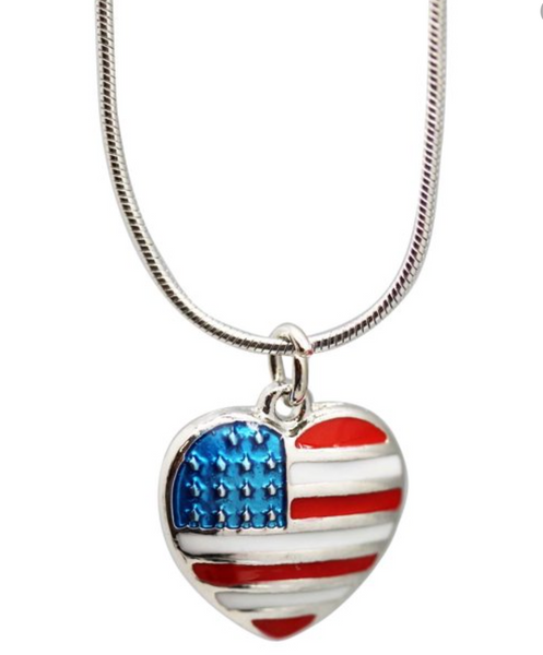 American Flag Heart Necklace