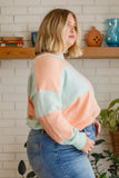 Secret Bookclub Checkered Sweater in Canteloupe