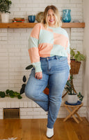Secret Bookclub Checkered Sweater in Canteloupe