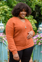 Sierra Long Sleeve Eyelash Sweater Knit Top In Rust