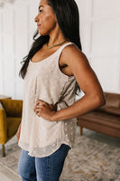So Far So Good Swiss Dot Sleeveless Top in Sand
