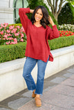 Start Of Something New V Neck Sweater In Burgundy