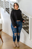 Stay Right Here Soft Knit Hoodie In Black