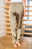 Steal The Night Olive Satin Cargo Joggers