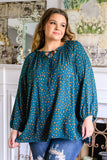 The Time Is Now Spotted Blouse In Teal