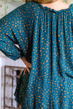 The Time Is Now Spotted Blouse In Teal