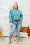 Tied Up In Cuteness Mineral Wash Sweater in Teal