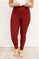 Let's Go Textured Leggings in Burgundy