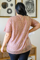 Times Square Sequin Short Sleeve Top In Gold