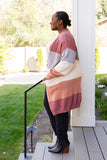 Warmest Soul Color Blocked Midi Length Cardi