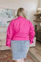 With a Whisper Denim Jacket in Hot Pink