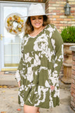 Worthwhile Moment Floral Tiered Dress In Olive