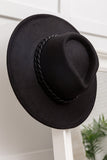 Zaya Black Wide Brim Fedora With Chain Trim