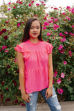 Hot Pink Tiered Ruffle Top
