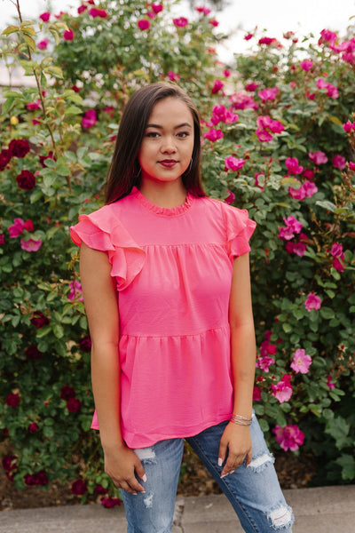 Hot Pink Tiered Ruffle Top