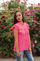 Hot Pink Tiered Ruffle Top
