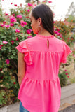 Hot Pink Tiered Ruffle Top